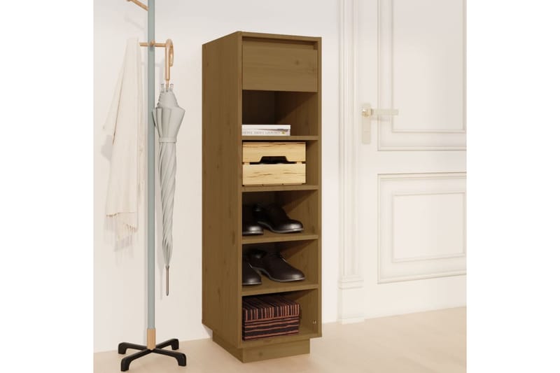beBasic Kenkäkaappi hunajanruskea 34x30x105 cm täysi mänty - Ruskea - Säilytys - Kenkäsäilytys