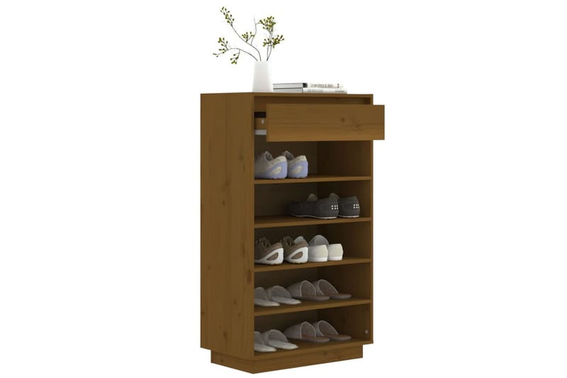 beBasic Kenkäkaappi hunajanruskea 60x34x105 cm täysi mänty - Ruskea - Säilytys - Kenkäsäilytys