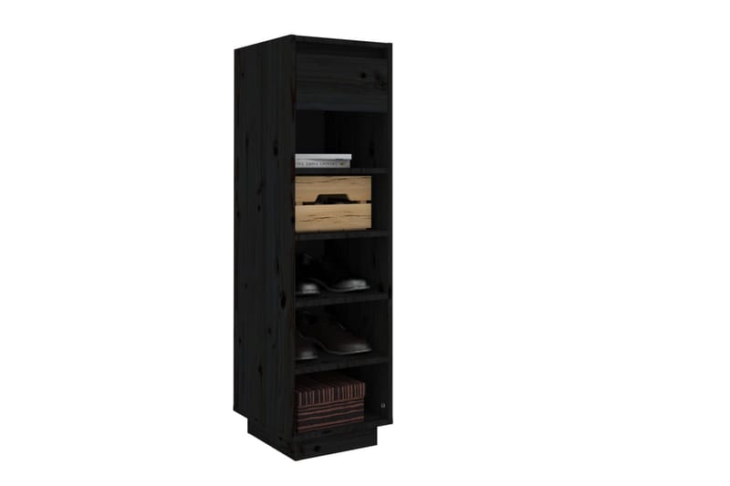 beBasic Kenkäkaappi musta 34x30x105 cm täysi mänty - Musta - Säilytys - Kenkäsäilytys