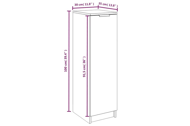 beBasic Kenkäkaappi ruskea tammi 30x35x100 cm tekninen puu - Ruskea - Kenkäsäilytys - Eteisen säilytys - Kenkäteline & kenkähylly