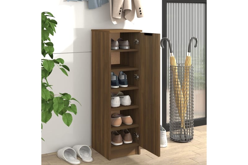 beBasic Kenkäkaappi ruskea tammi 30x35x100 cm tekninen puu - Ruskea - Säilytys - Kenkäsäilytys