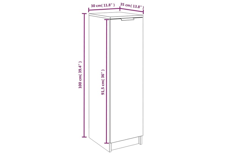 beBasic Kenkäkaappi savutammi 30x35x100 cm tekninen puu - Ruskea - Kenkäsäilytys - Eteisen säilytys - Kenkäteline & kenkähylly