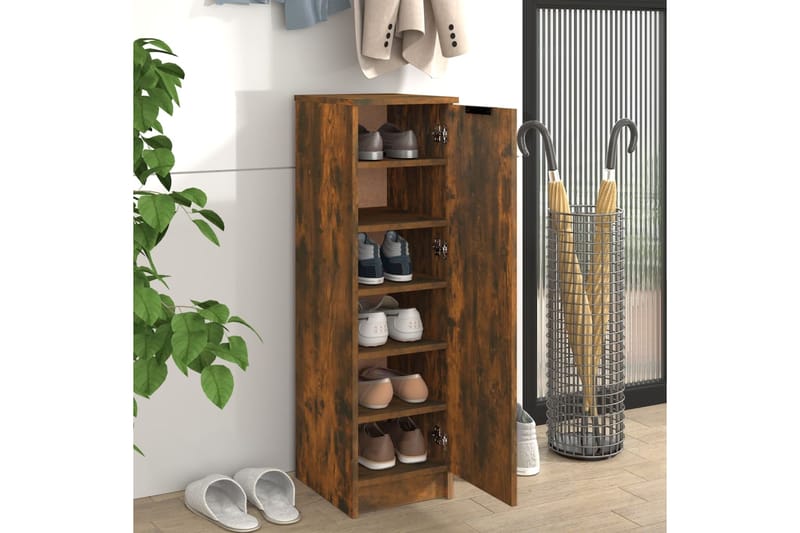 beBasic Kenkäkaappi savutammi 30x35x100 cm tekninen puu - Ruskea - Säilytys - Kenkäsäilytys