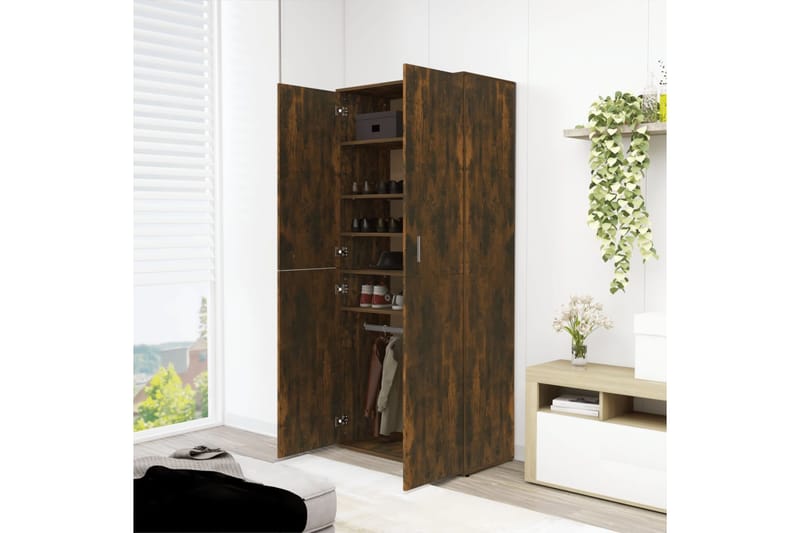 beBasic Kenkäkaappi savutammi 80x39x178 cm tekninen puu - Ruskea - Säilytys - Kenkäsäilytys