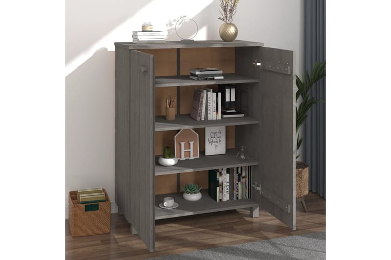beBasic Kenkäkaappi vaaleanharmaa 85x40x108 cm täysi mänty - Harmaa - Säilytys - Kenkäsäilytys