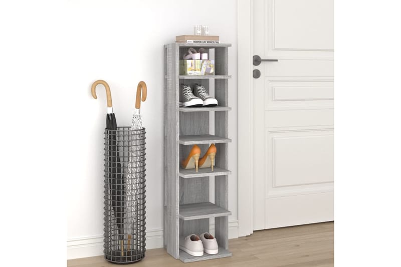 beBasic Kenkäteline harmaa Sonoma 25x27x102 cm tekninen puu - Harmaa - Säilytys - Kenkäsäilytys