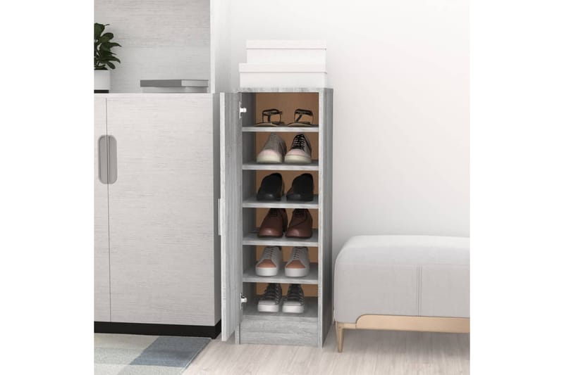 beBasic Kenkäteline harmaa Sonoma 32x35x92 cm tekninen puu - Harmaa - Säilytys - Kenkäsäilytys