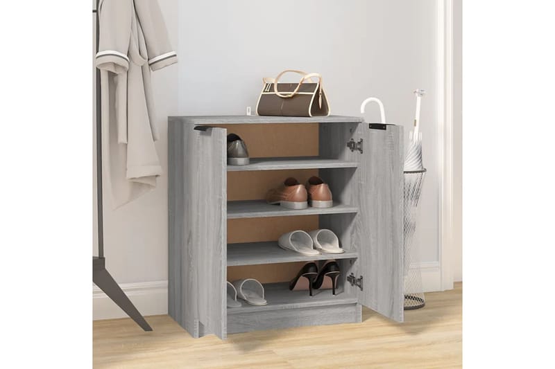 beBasic Kenkäteline harmaa Sonoma 59x35x70 cm tekninen puu - Harmaa - Säilytys - Kenkäsäilytys
