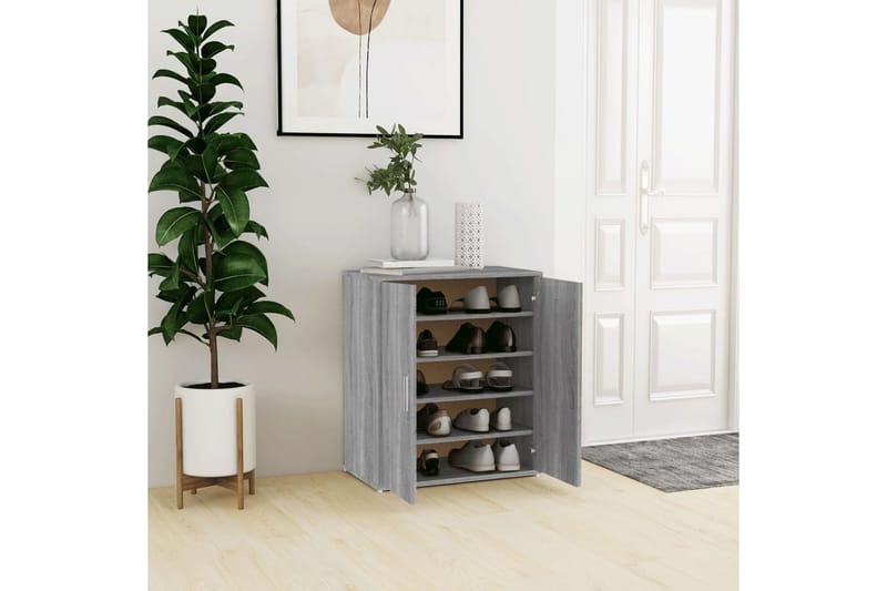 beBasic Kenkäteline harmaa Sonoma 60x35x70 cm tekninen puu - Harmaa - Säilytys - Kenkäsäilytys