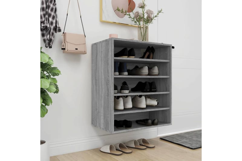 beBasic Kenkäteline harmaa Sonoma 60x35x70 cm tekninen puu - Harmaa - Säilytys - Kenkäsäilytys