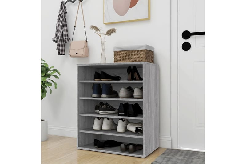 beBasic Kenkäteline harmaa Sonoma 60x35x70 cm tekninen puu - Harmaa - Säilytys - Kenkäsäilytys