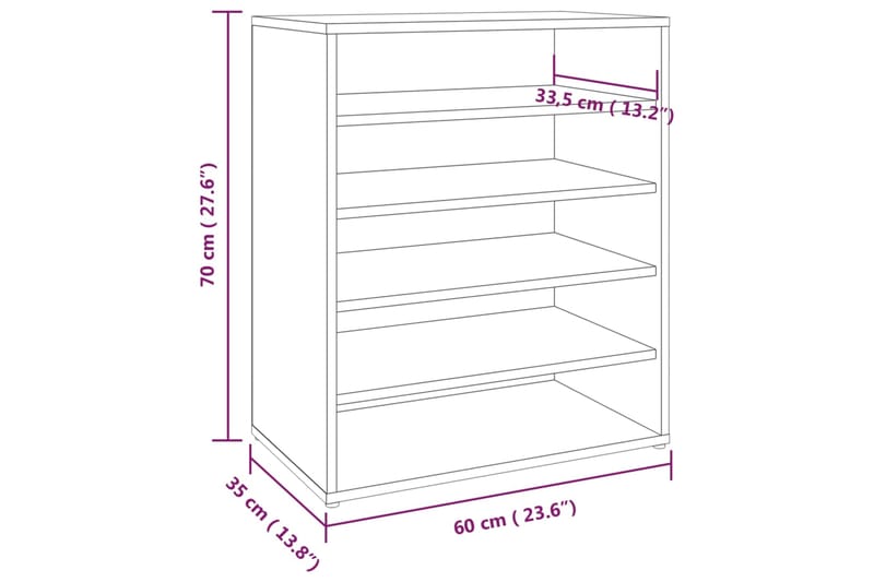 beBasic Kenkäteline harmaa Sonoma 60x35x70 cm tekninen puu - Harmaa - Kenkäsäilytys - Eteisen säilytys - Kenkäteline & kenkähylly