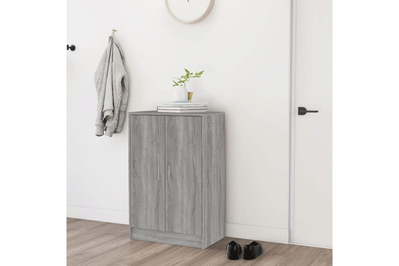beBasic Kenkäteline harmaa Sonoma 60x35x92 cm tekninen puu - Harmaa - Säilytys - Kenkäsäilytys