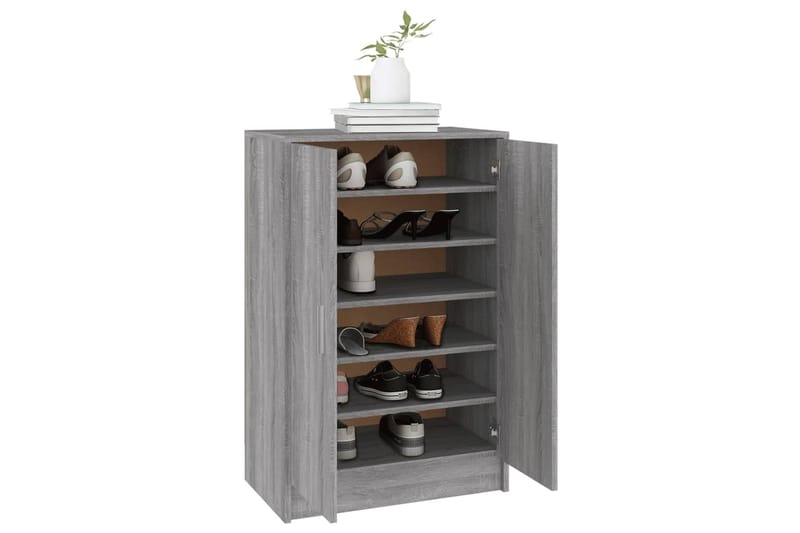 beBasic Kenkäteline harmaa Sonoma 60x35x92 cm tekninen puu - Harmaa - Säilytys - Kenkäsäilytys