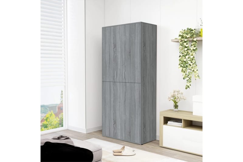 beBasic Kenkäteline harmaa Sonoma 80x39x178 cm tekninen puu - Harmaa - Säilytys - Kenkäsäilytys