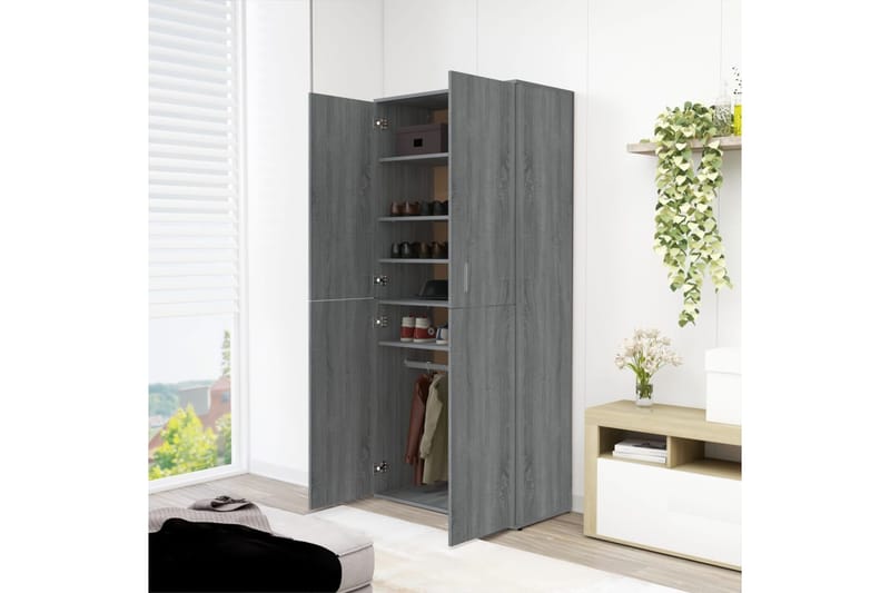 beBasic Kenkäteline harmaa Sonoma 80x39x178 cm tekninen puu - Harmaa - Säilytys - Kenkäsäilytys