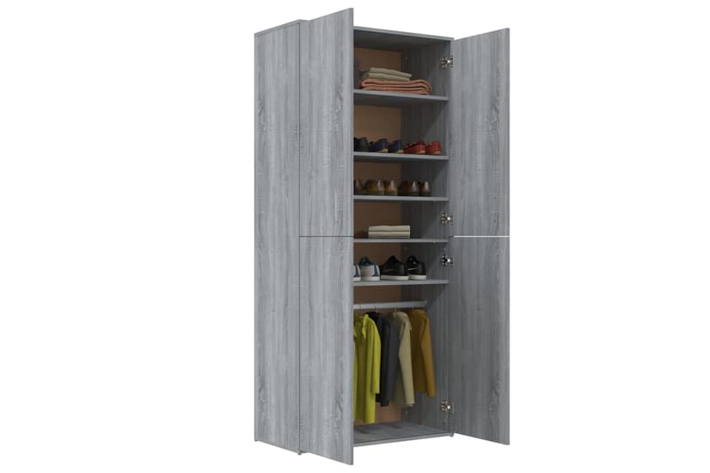 beBasic Kenkäteline harmaa Sonoma 80x39x178 cm tekninen puu - Harmaa - Säilytys - Kenkäsäilytys