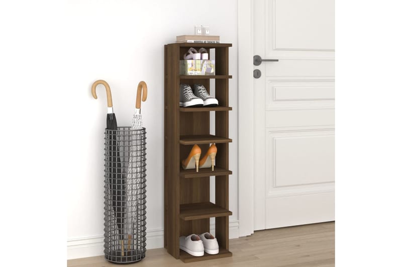 beBasic Kenkäteline ruskea tammi 25x27x102 cm tekninen puu - Ruskea - Säilytys - Kenkäsäilytys