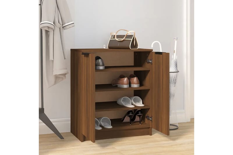 beBasic Kenkäteline ruskea tammi 59x35x70 cm tekninen puu - Ruskea - Säilytys - Kenkäsäilytys