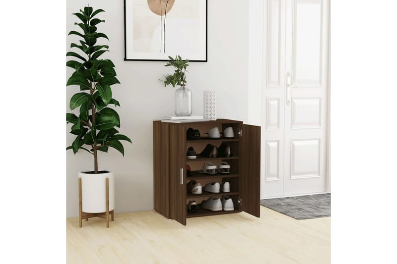 beBasic Kenkäteline ruskea tammi 60x35x70 cm tekninen puu - Ruskea - Säilytys - Kenkäsäilytys