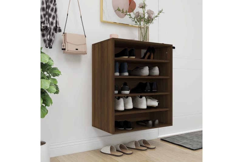 beBasic Kenkäteline ruskea tammi 60x35x70 cm tekninen puu - Ruskea - Säilytys - Kenkäsäilytys