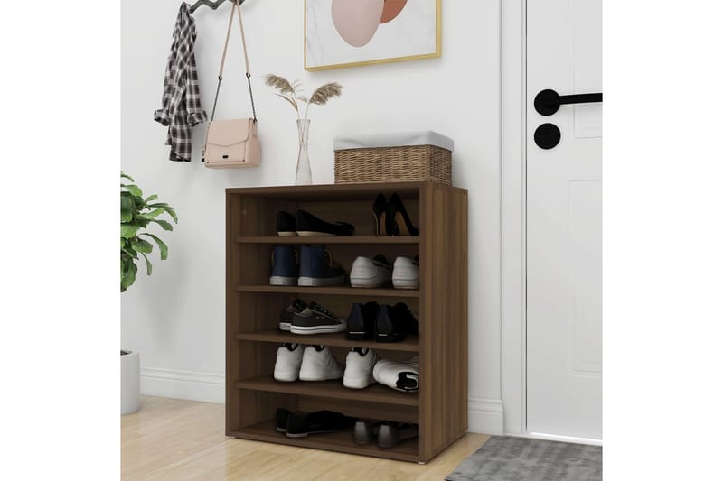 beBasic Kenkäteline ruskea tammi 60x35x70 cm tekninen puu - Ruskea - Säilytys - Kenkäsäilytys