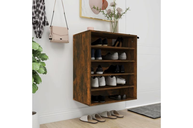beBasic Kenkäteline savutammi 60x35x70 cm tekninen puu - Ruskea - Säilytys - Kenkäsäilytys