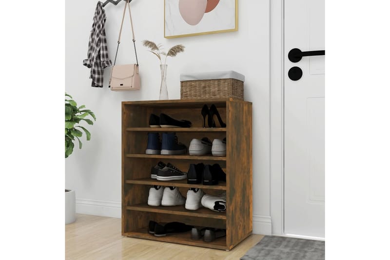 beBasic Kenkäteline savutammi 60x35x70 cm tekninen puu - Ruskea - Säilytys - Kenkäsäilytys