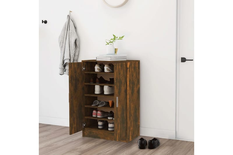 beBasic Kenkäteline savutammi 60x35x92 cm tekninen puu - Ruskea - Säilytys - Kenkäsäilytys