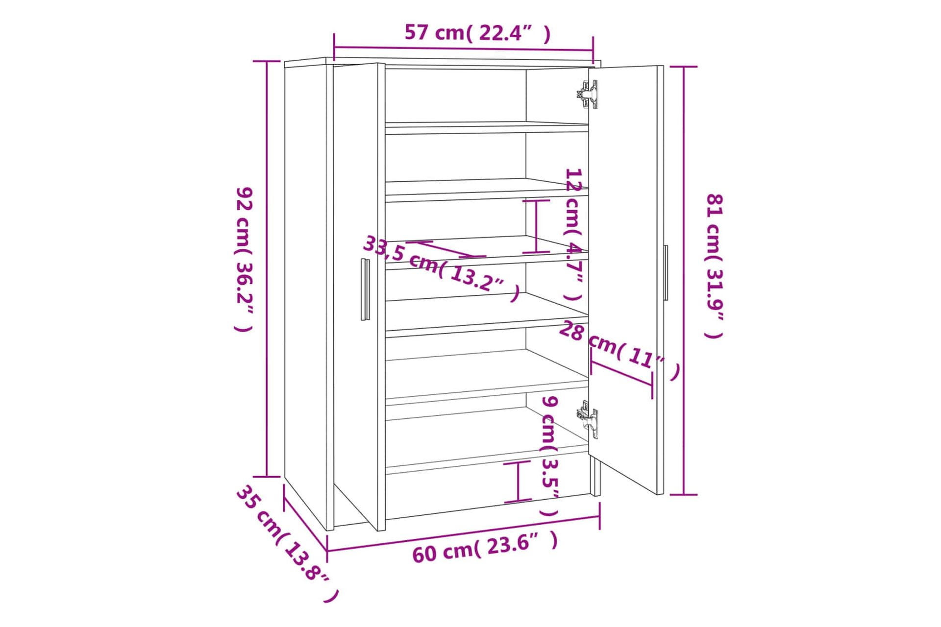 beBasic Kenkäteline savutammi 60x35x92 cm tekninen puu - Ruskea - Säilytys - Kenkäsäilytys