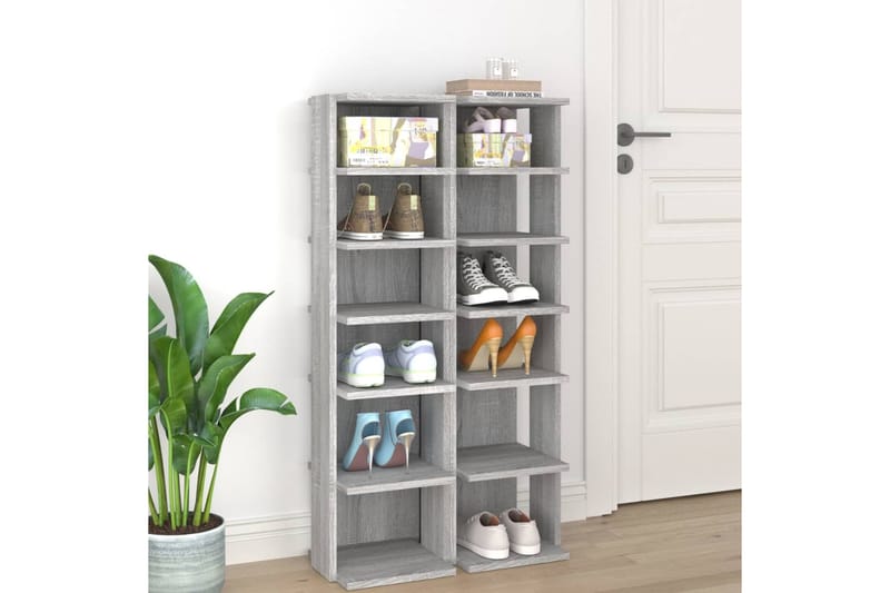 beBasic Kenkätelineet 2 kpl harmaa Sonoma 25x27x102 cm tekninen puu - Harmaa - Säilytys - Kenkäsäilytys
