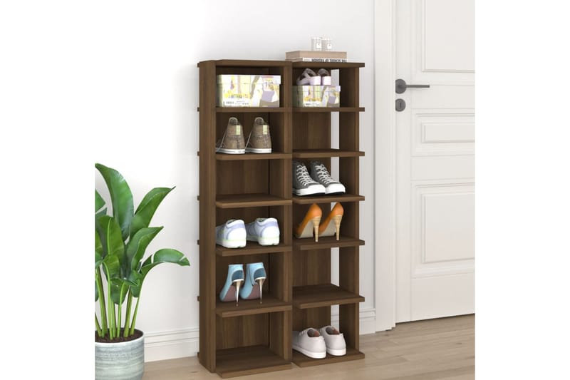 beBasic Kenkätelineet 2 kpl ruskea tammi 25x27x102 cm tekninen puu - Ruskea - Säilytys - Kenkäsäilytys