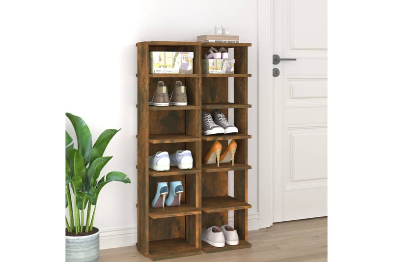 beBasic Kenkätelineet 2 kpl savutammi 25x27x102 cm tekninen puu - Ruskea - Säilytys - Kenkäsäilytys