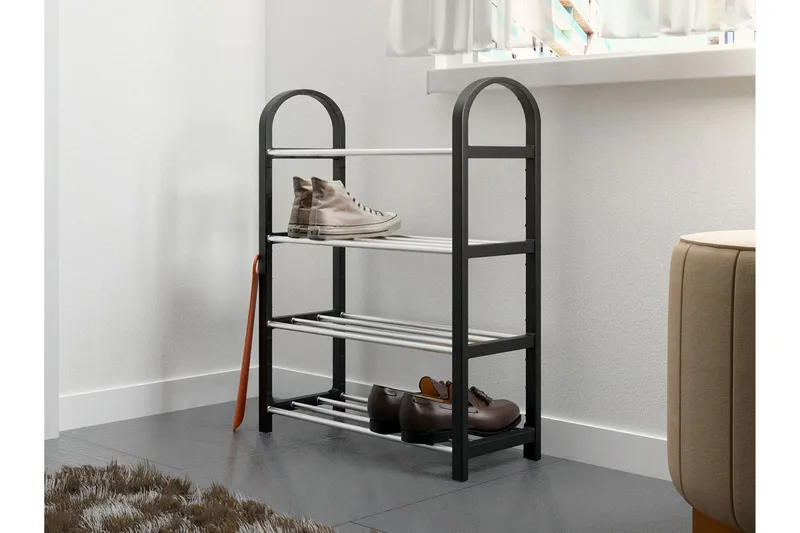 Cencja Kenkähylly 50x18 cm - Musta / Hopea - Säilytys - Kenkäsäilytys - Kenkäteline & kenkähylly