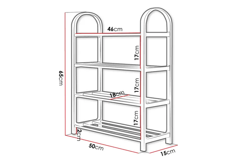 Cencja Kenkähylly 50x18 cm - Musta / Hopea - Säilytys - Kenkäsäilytys - Kenkäteline & kenkähylly