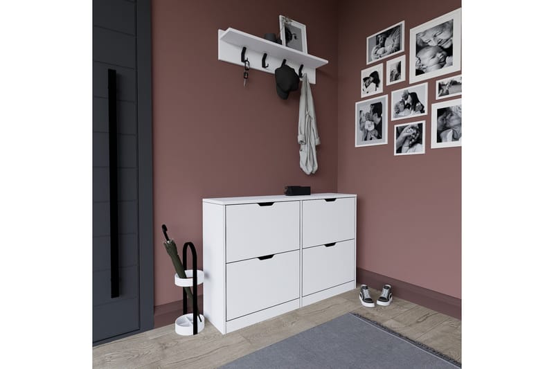 Durusu Kenkäkaappi 120,5 cm - Matta valkoinen - Säilytys - Kenkäsäilytys
