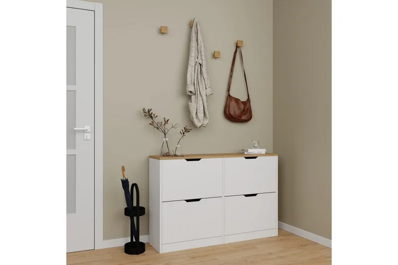 Durusu Kenkäkaappi 120 cm, Matta Valkoinen