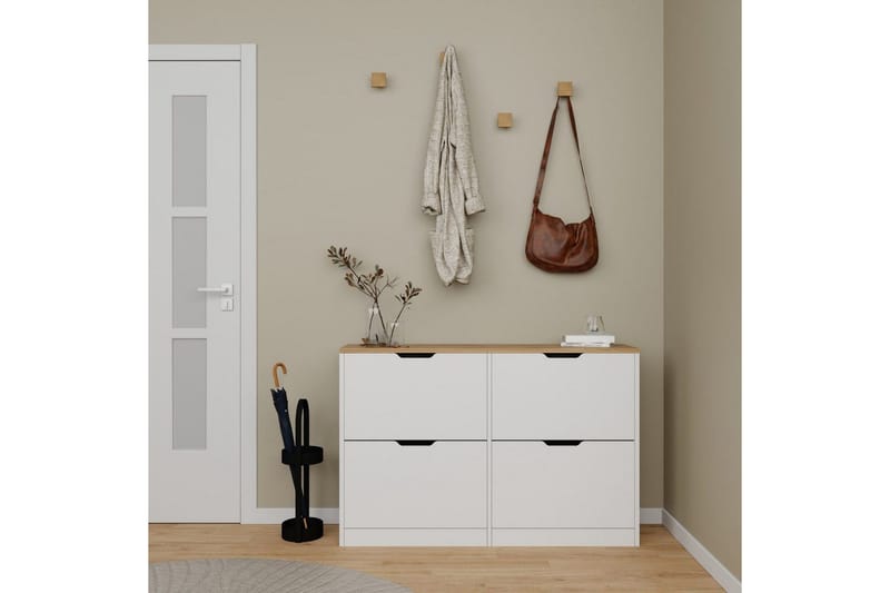 Durusu Kenkäkaappi 120 cm - Matta Valkoinen - Säilytys - Kenkäsäilytys