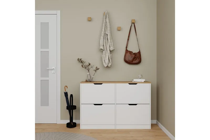 Durusu Kenkäkaappi 120 cm - Matta Valkoinen - Säilytys - Kenkäsäilytys