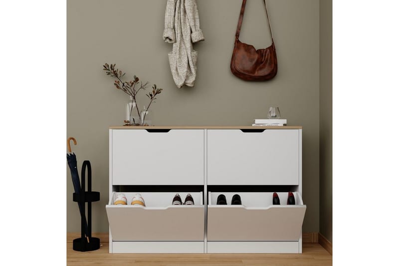 Durusu Kenkäkaappi 120 cm - Matta Valkoinen - Säilytys - Kenkäsäilytys