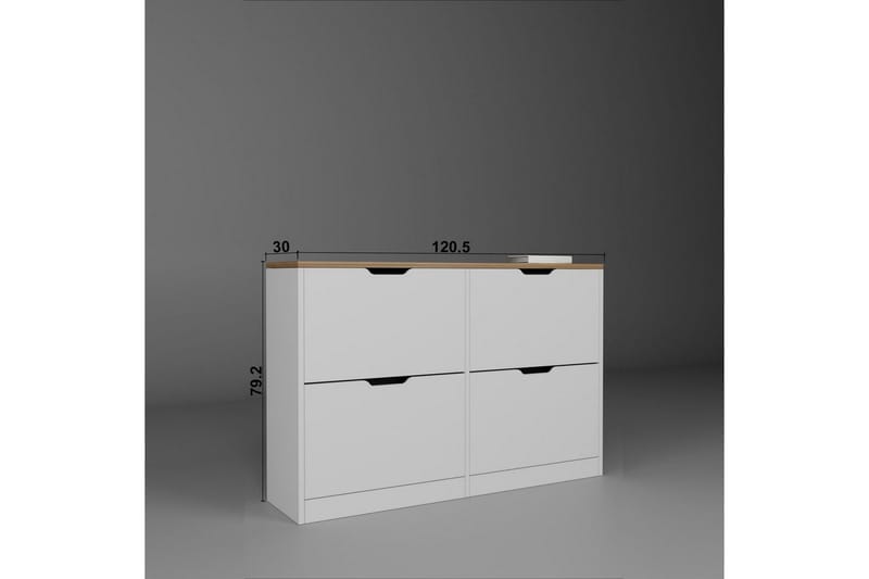 Durusu Kenkäkaappi 120 cm - Matta Valkoinen - Säilytys - Kenkäsäilytys