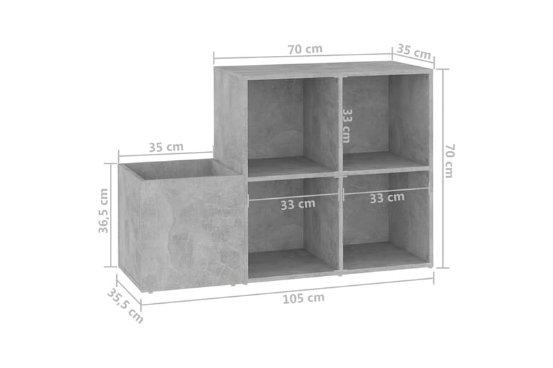 Eteisen kenkäkaappi betoninharmaa 105x35,5x70 cm lastulevy - Harmaa - Säilytyskaappi - Kenkäsäilytys - Eteisen säilytys - Kenkäkaappi