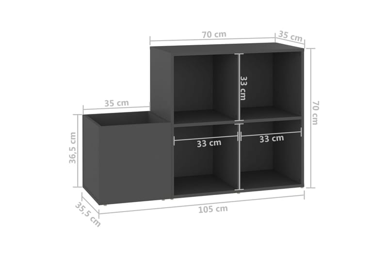 Eteisen kenkäkaappi harmaa 105x35,5x70 cm lastulevy - Harmaa - Säilytyskaappi - Kenkäsäilytys - Eteisen säilytys - Kenkäkaappi