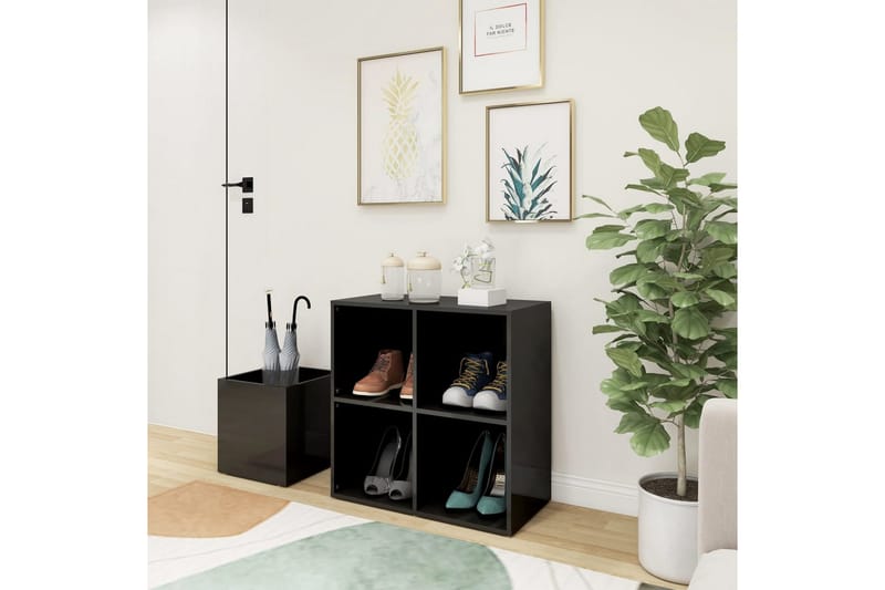 Eteisen kenkäkaappi korkeakiilto harmaa 105x35,5x70 cm levy - Harmaa - Säilytys - Kenkäsäilytys