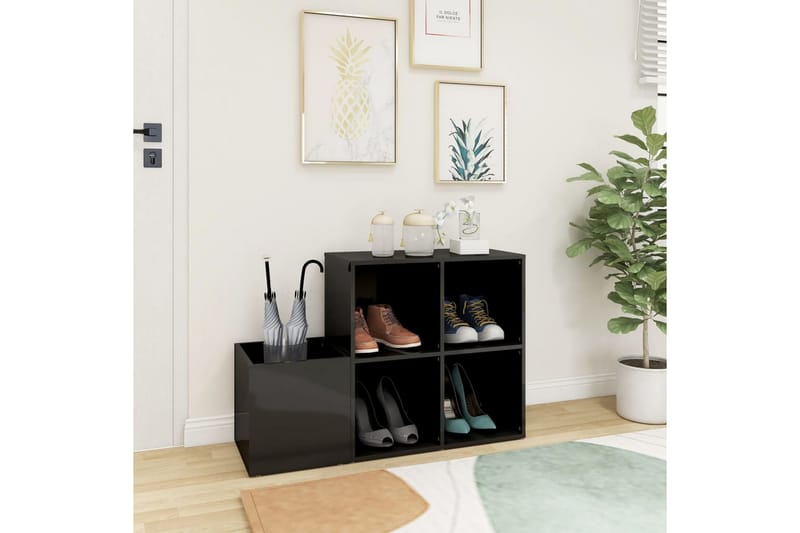 Eteisen kenkäkaappi korkeakiilto harmaa 105x35,5x70 cm levy - Harmaa - Säilytys - Kenkäsäilytys