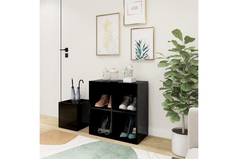 Eteisen kenkäkaappi korkeakiilto musta 105x35,5x70 cm - Musta - Säilytys - Kenkäsäilytys