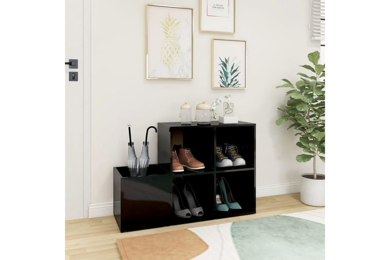 Eteisen kenkäkaappi korkeakiilto musta 105x35,5x70 cm - Musta - Säilytys - Kenkäsäilytys
