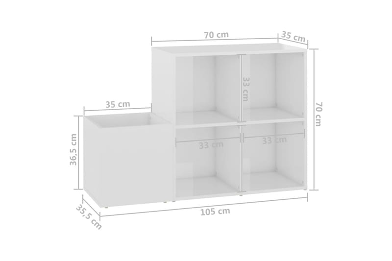 Eteisen kenkäkaappi korkeakiilto valkoinen 105x35,5x70 cm - Valkoinen - Säilytys - Kenkäsäilytys