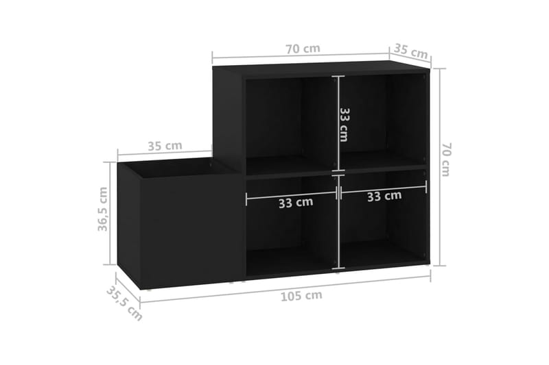 Eteisen kenkäkaappi musta 105x35,5x70 cm lastulevy - Musta - Säilytyskaappi - Kenkäsäilytys - Eteisen säilytys - Kenkäkaappi