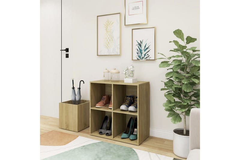 Eteisen kenkäkaappi Sonoma-tammi 105x35,5x70 cm lastulevy - Ruskea - Säilytys - Kenkäsäilytys